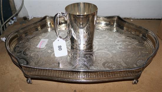 Silver plated gallery tray and mug